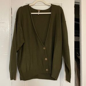 Olive Green Free People Cashmere Cardigan